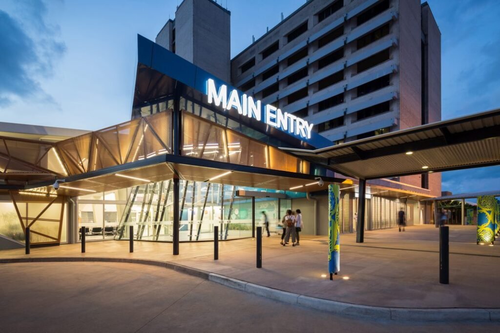 The newly refurbished Royal Darwin Hospital main entrance